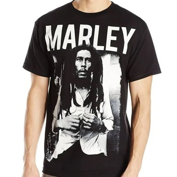 Bob Marley Black and White Rasta Music Short Sleeve T Shirt - Picture 1 of 4
